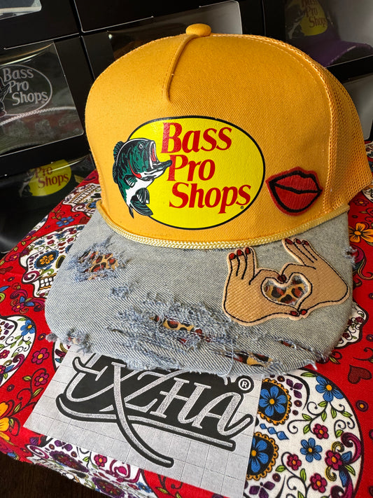 Custom Bass Pro Shops hat distressed